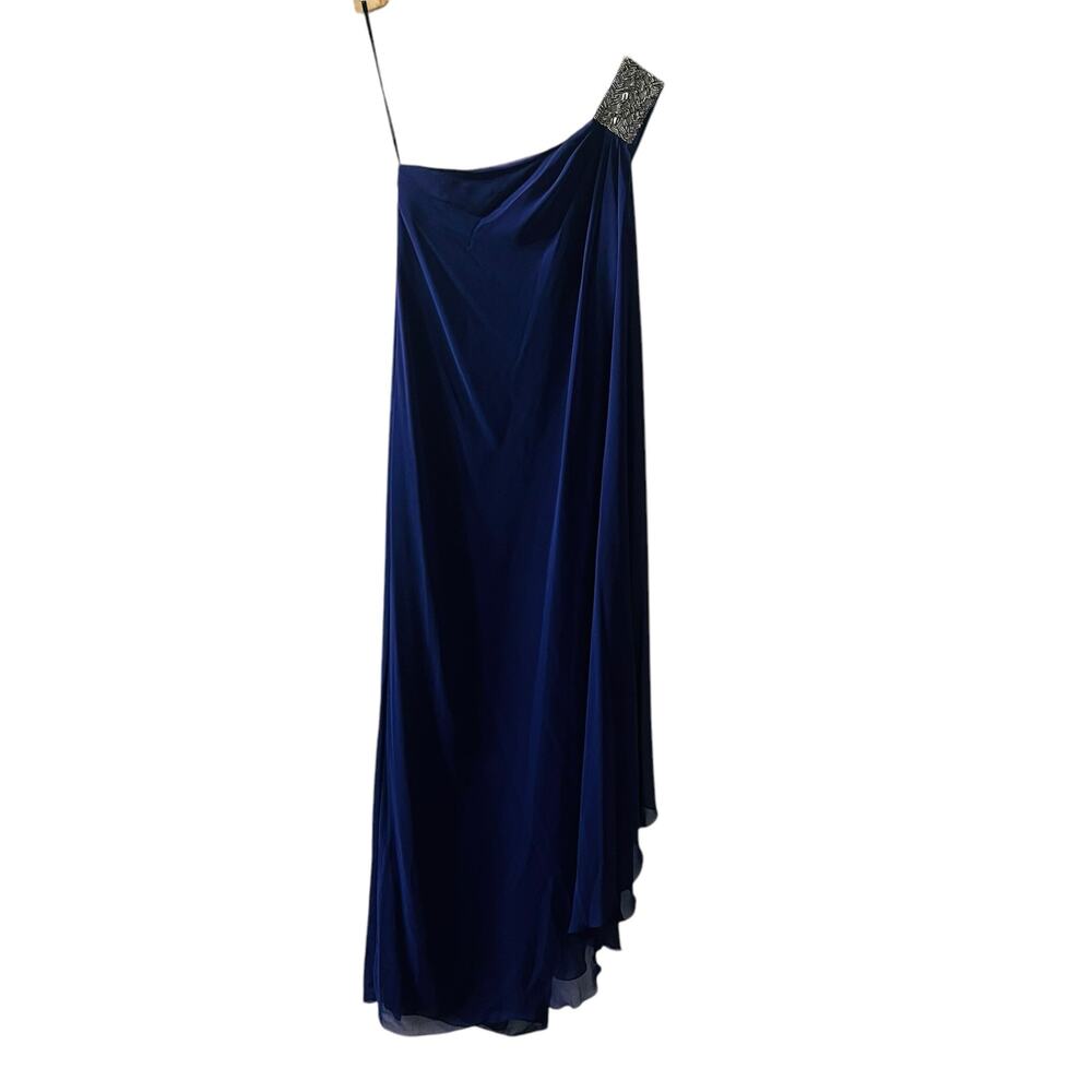 Calvin Klein Embellished One Shoulder Draped Maxi Dress  Size 6 Purple